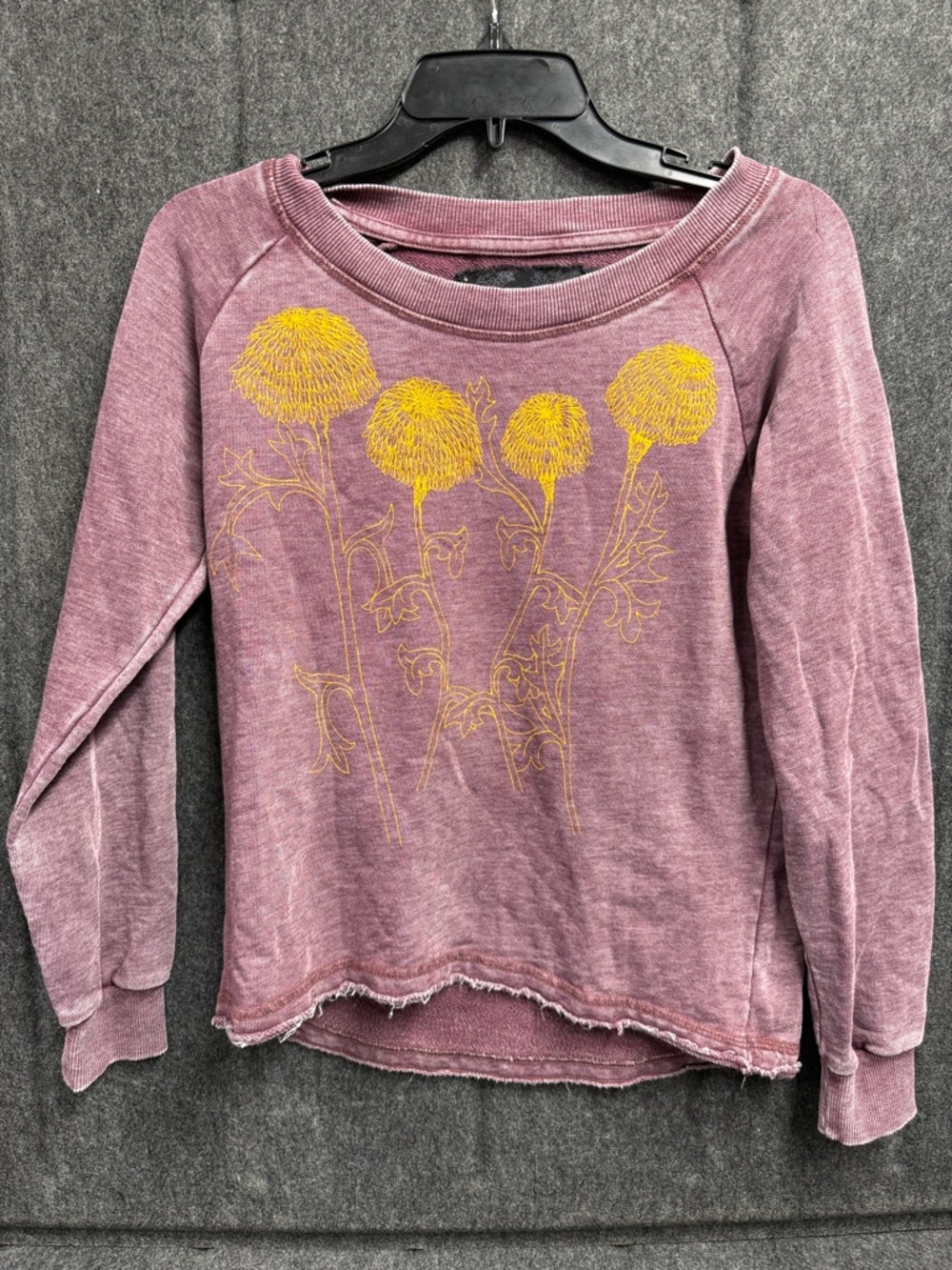 Supermaggie Mauve Long-Sleeve Floral-Print Pullover Sweatshirt